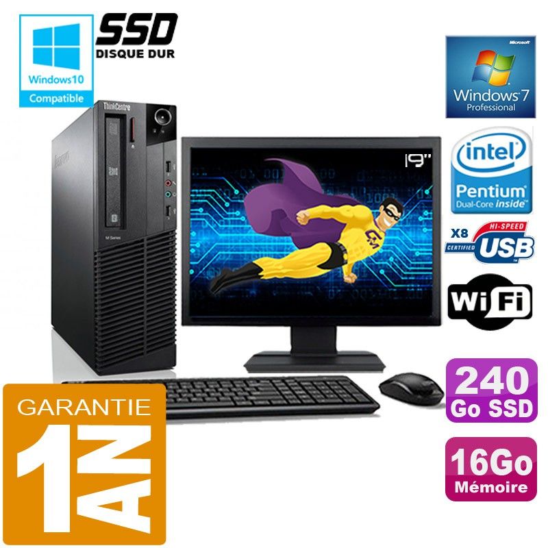 Lenovo M92p SFF Desktop PC - Intel G630, 16GB RAM, 240GB SSD, WiFi, Windows 7 Pro