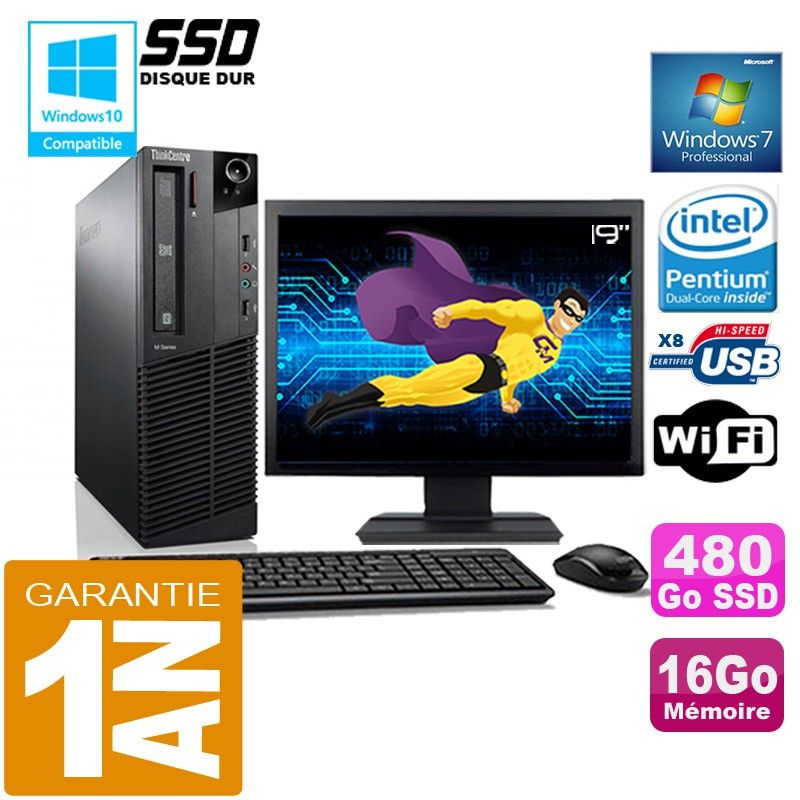 Computadora de escritorio Lenovo M92p SFF - Procesador Intel Core i5-3470, 16 GB de RAM, 480 GB SSD, WiFi, Windows 7 Pro