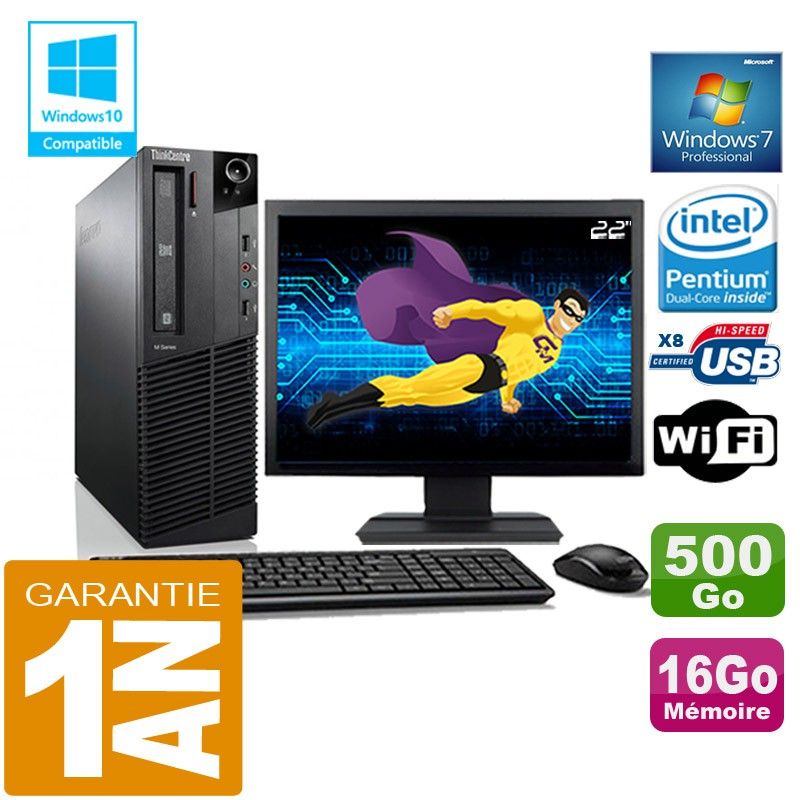 Ordenador de sobremesa Lenovo M92p SFF - Procesador Intel G630, 16GB de RAM, 500GB HDD, WiFi, Windows 7 Pro