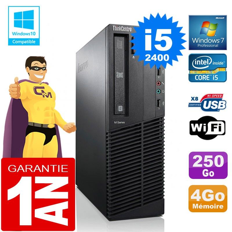 Lenovo M92p SFF Core i5-2400 4GB RAM 250GB HDD DVD Burner WiFi Windows 7 PC