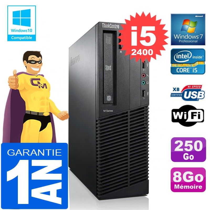 Lenovo M92p SFF Core i5-2400 8GB RAM 250GB HDD DVD Burner WiFi Windows 7 Pro
