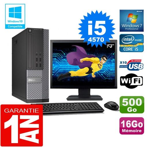 Ordinateur de bureau Dell 7020 SFF - Processeur Intel Core i5-4570, 16 Go de RAM, 500 Go SSD, WiFi, Windows 7 Pro