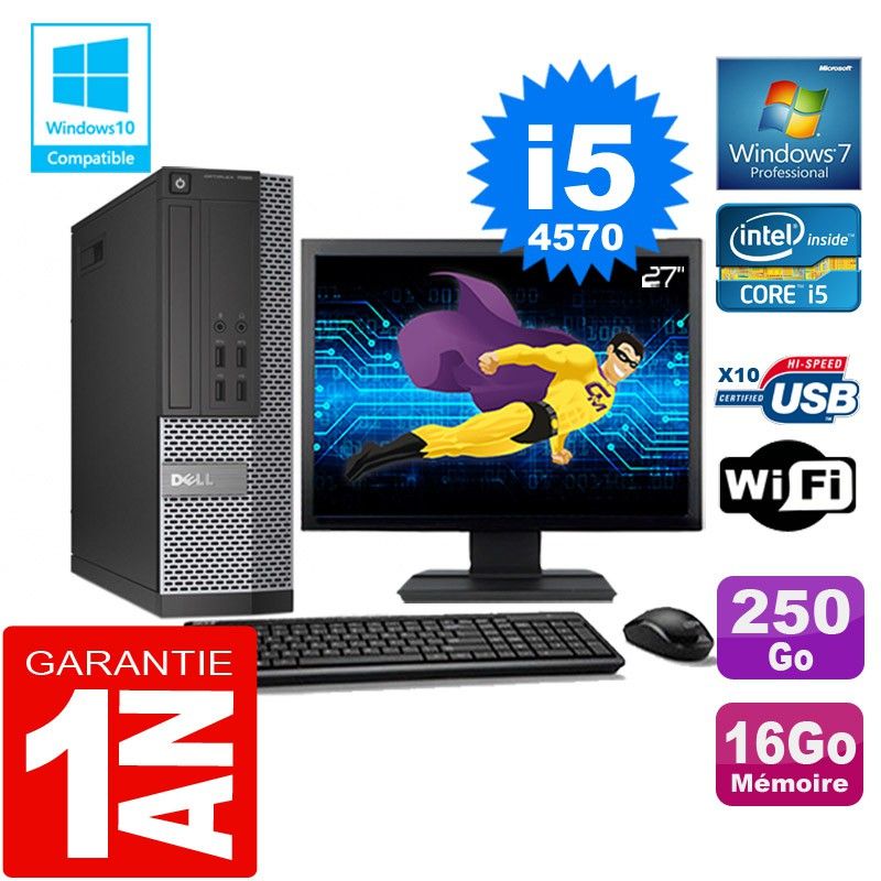 Dell 7020 SFF Desktop PC - Core i5-4570, 16GB RAM, 250GB SSD, WiFi, Windows 7 Pro