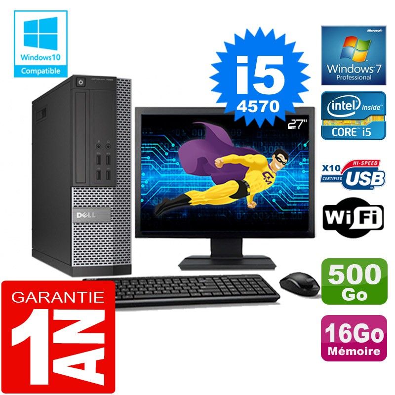 Dell 7020 SFF Computer - Core i5, 16GB RAM, 500GB HDD, WiFi, Windows 7 Pro