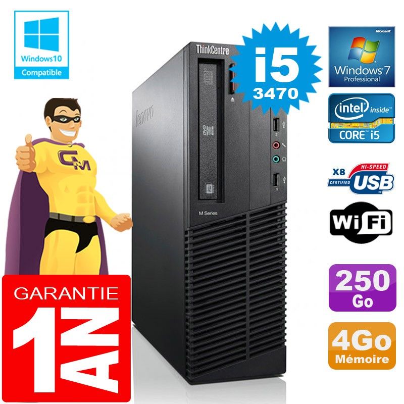 Lenovo M92p SFF Core i5-3470 4GB RAM 250GB HDD DVD Burner WiFi Windows 7 PC