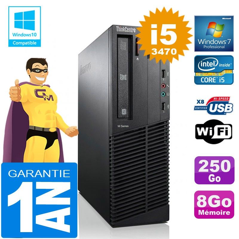 Lenovo M92p SFF Core i5-3470 8GB RAM 250GB HDD DVD Burner WiFi Windows 7 Desktop PC