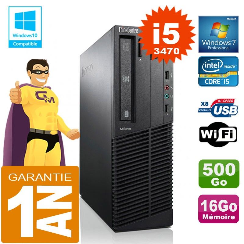 Lenovo M92p SFF Core i5-3470 16GB RAM 500GB HDD DVD Burner WiFi Windows 7 Pro