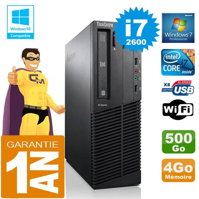 Lenovo M92p SFF Core i7-2600 4GB RAM 500GB HDD DVD Burner WiFi Windows 7