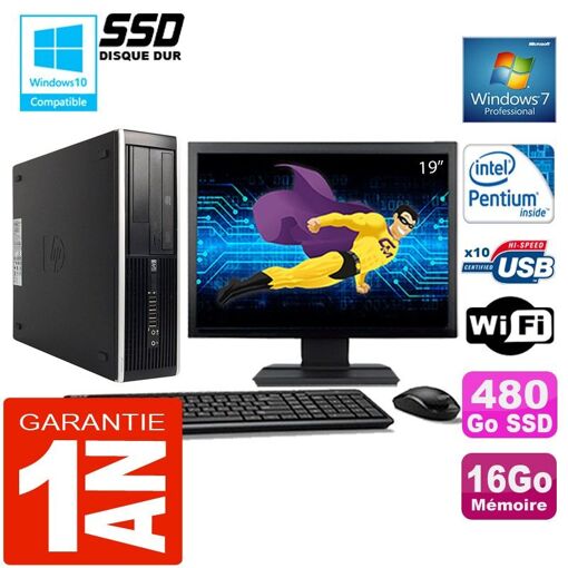 PC de escritorio HP Compaq Elite 8300 SFF - Intel G850, 16 GB de RAM, 480 GB SSD, WiFi, Windows 7 Pro