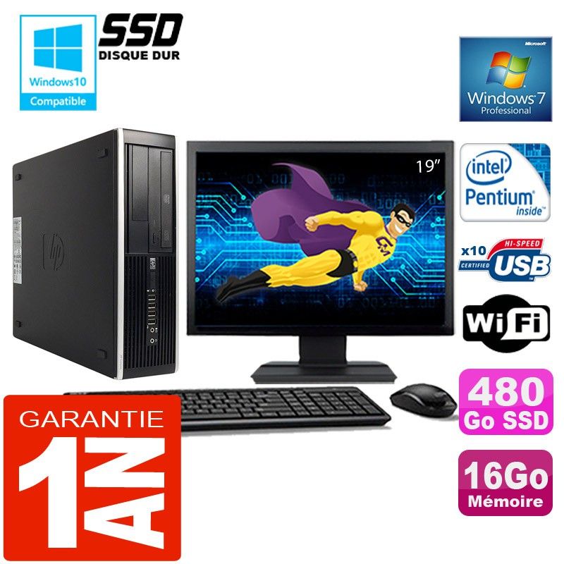 HP Compaq Elite 8300 SFF PC - Intel G850, 16GB RAM, 480GB SSD, WiFi, Windows 7 Pro