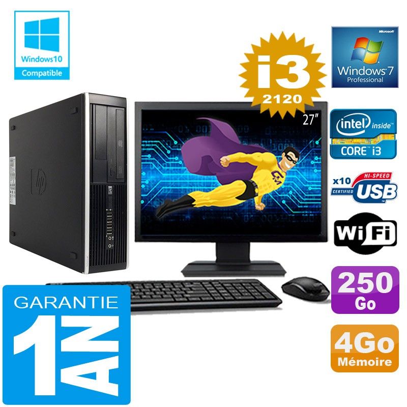 HP Compaq 8300 SFF Desktop PC - Core i3-2120, 4GB RAM, 250GB HDD, WiFi, Windows 7 Pro