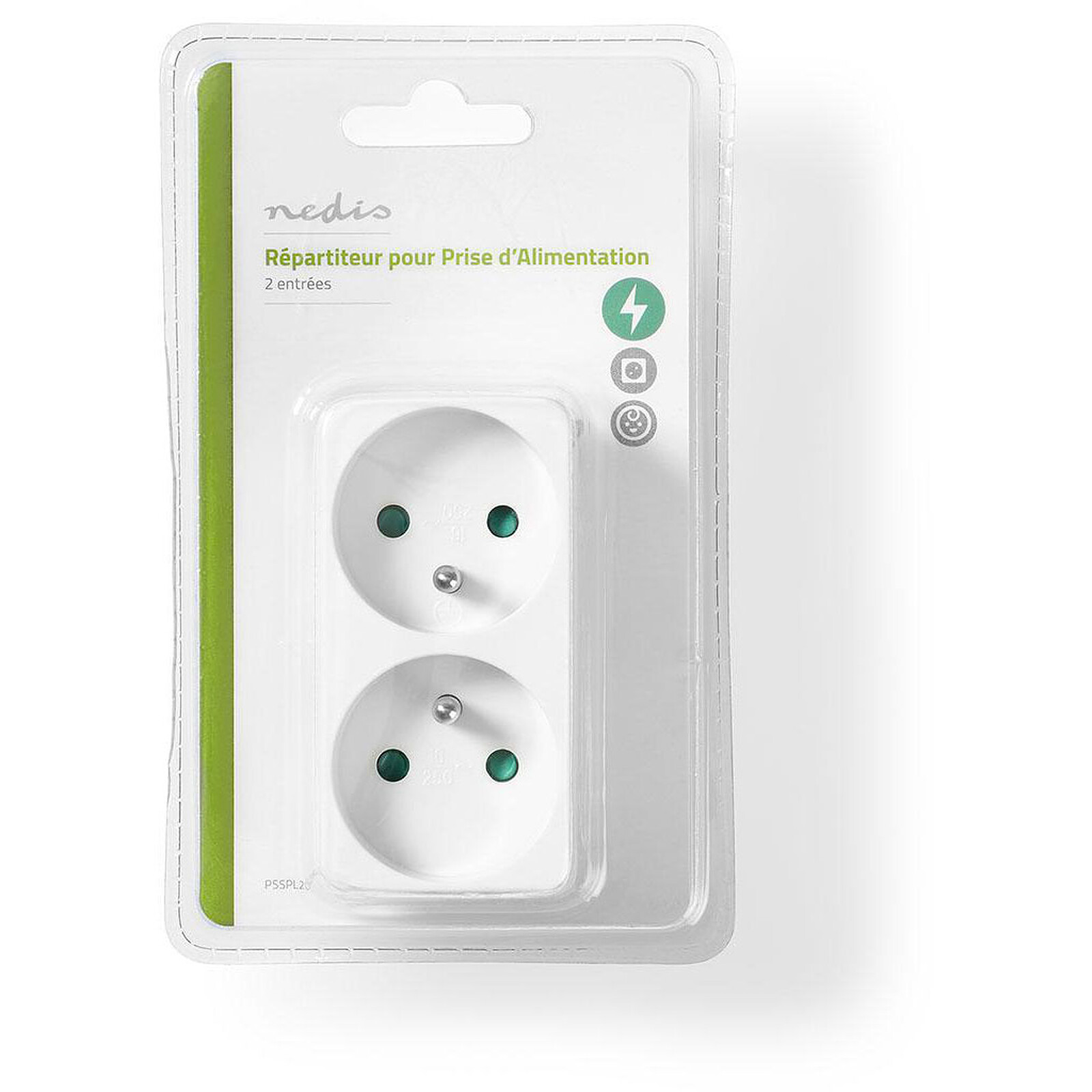Nedis 2-socket wall-mounted power strip (White)
