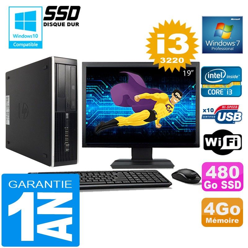 HP Compaq 8300 SFF PC - Core i3, 4GB RAM, 480GB SSD, WiFi, Windows 7 Pro