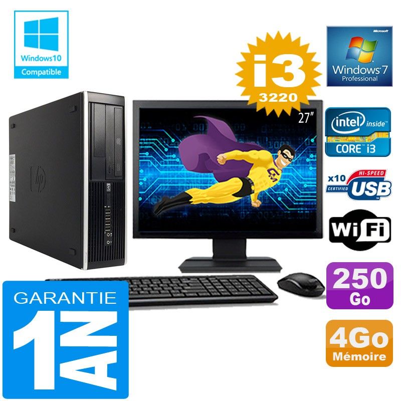 HP Compaq Elite 8300 SFF Desktop PC - Core i3, 4GB RAM, 250GB SSD, WiFi, Windows 7 Pro