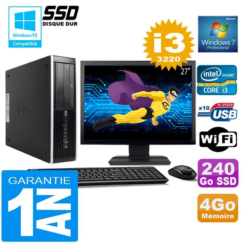 HP Compaq 8300 SFF Desktop PC - Core i3, 4GB RAM, 240GB SSD, WiFi, Windows 7 Pro