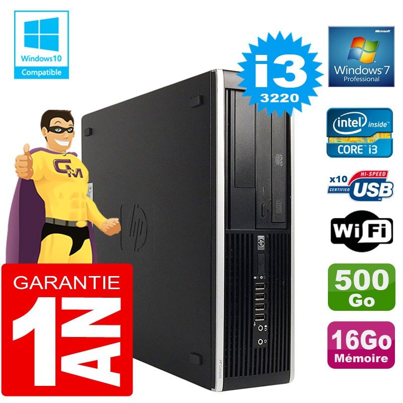 HP Compaq Elite 8300 SFF Core i3-3220 16GB 500GB DVD-RW WiFi Windows 7 Pro