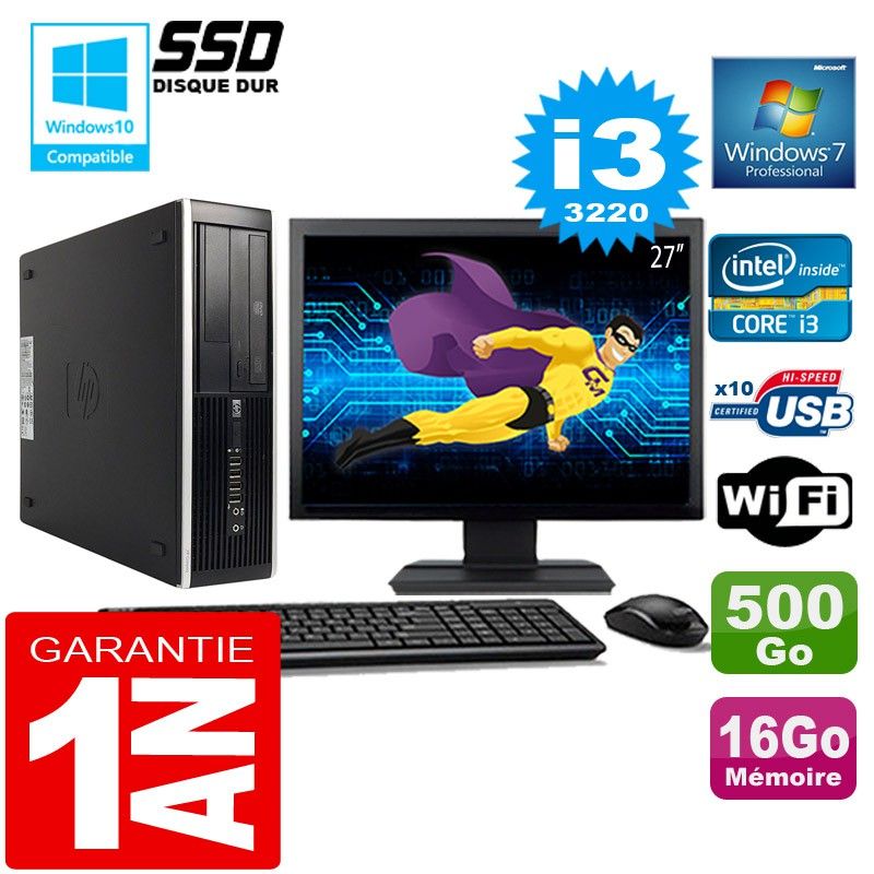 HP Compaq 8300 SFF Desktop PC - Core i3-3220, 16GB RAM, 500GB HDD, WiFi, Windows 7 Pro