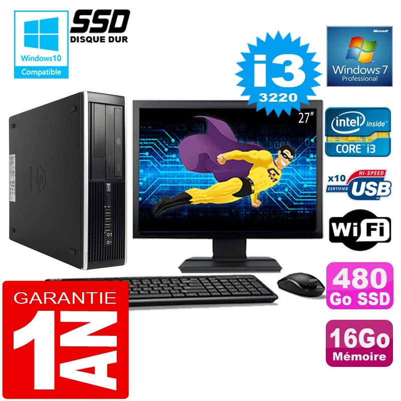 HP Compaq 8300 SFF PC - Core i3, 16GB RAM, 480GB SSD, WiFi, Windows 7 Pro