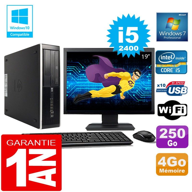 HP Compaq Elite 8300 SFF Desktop PC - Core i5-2400, 4GB RAM, 250GB SSD, WiFi, Windows 7 Pro