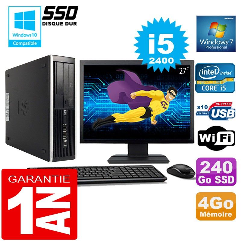 HP Compaq Elite 8300 SFF Desktop PC - Core i5, 4GB RAM, 240GB SSD, WiFi, Windows 7 Pro