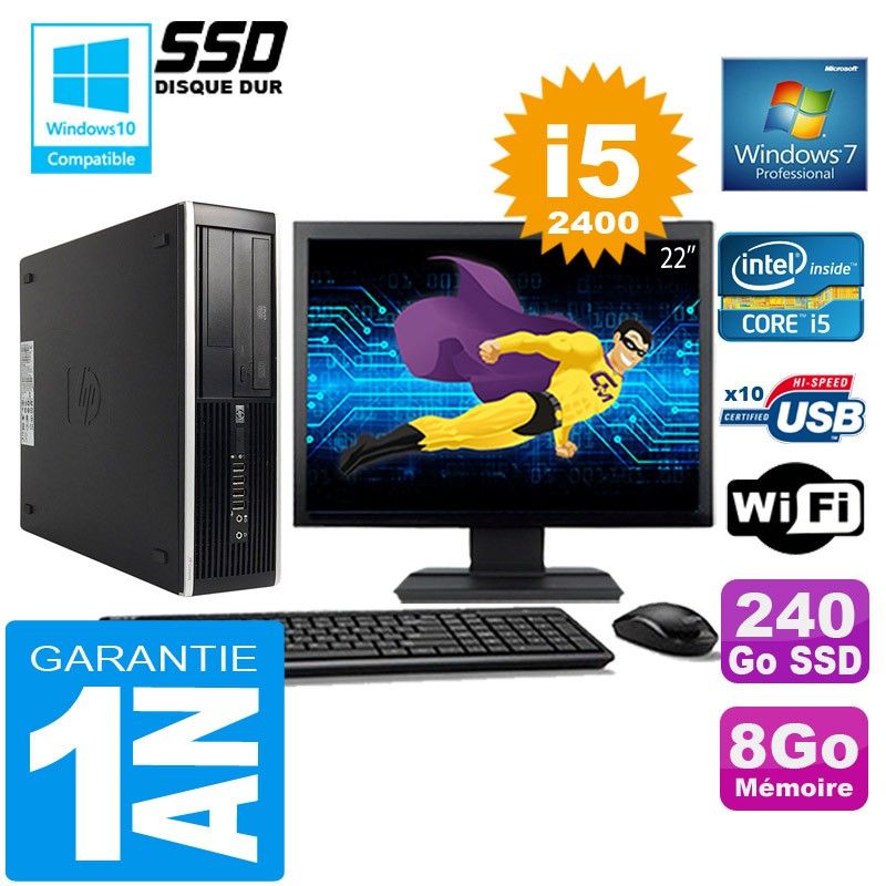 HP Compaq Elite 8300 SFF Desktop PC - Core i5, 8GB RAM, 240GB SSD, WiFi, Windows 7 Pro