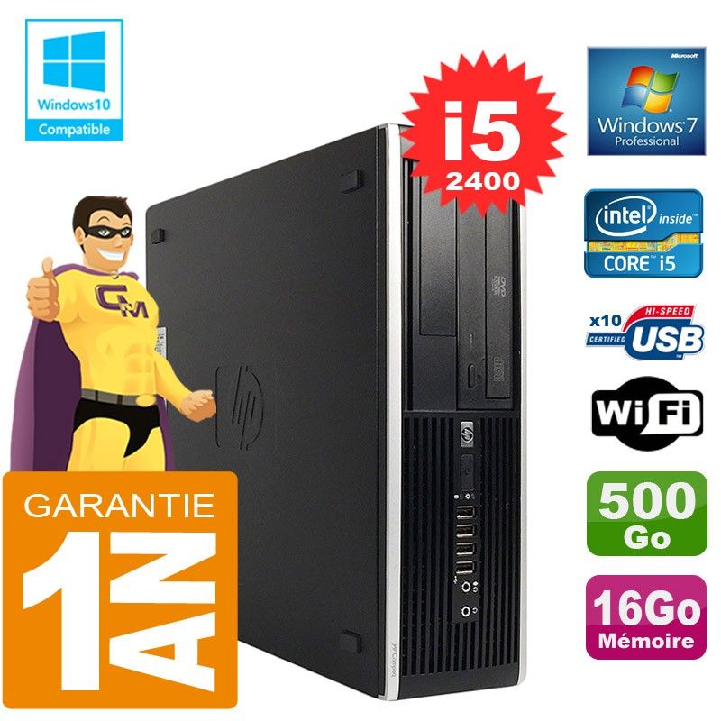 HP Compaq Elite 8300 SFF Desktop PC - Core i5-2400, 16GB RAM, 500GB Hard Drive, DVD Burner, WiFi