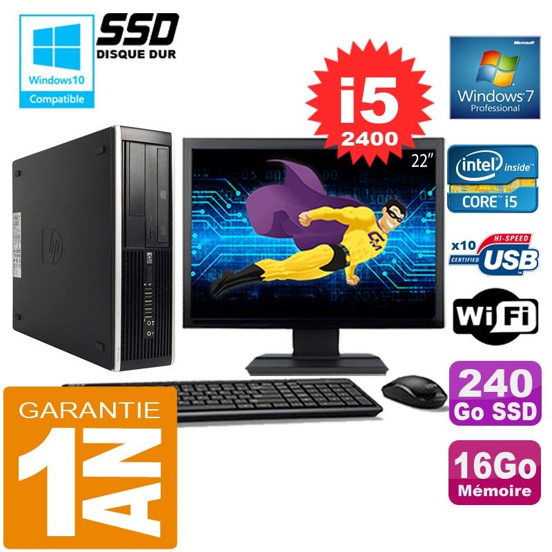 HP Compaq 8300 SFF PC - Core i5, 16GB RAM, 240GB SSD, WiFi, Windows 7 Pro