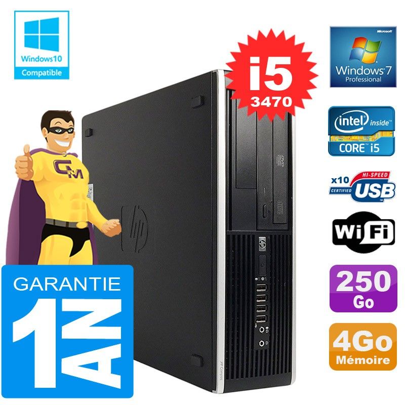 HP Compaq 8300 SFF Desktop PC - Core i5-3470, 4GB RAM, 250GB HDD, DVD Drive, WiFi, Windows 7 Pro
