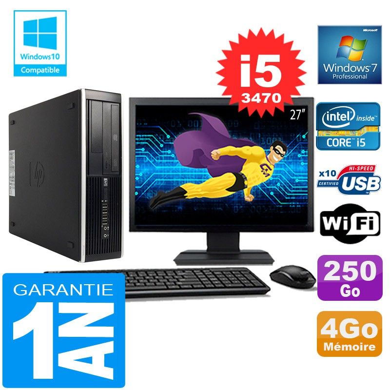HP Compaq 8300 SFF Desktop Computer - Core i5, 4GB RAM, 250GB SSD, WiFi, Windows 7 Pro