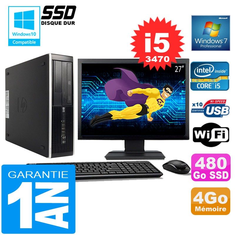 HP Compaq Elite 8300 SFF PC - Core i5, 4GB RAM, 480GB SSD, WiFi