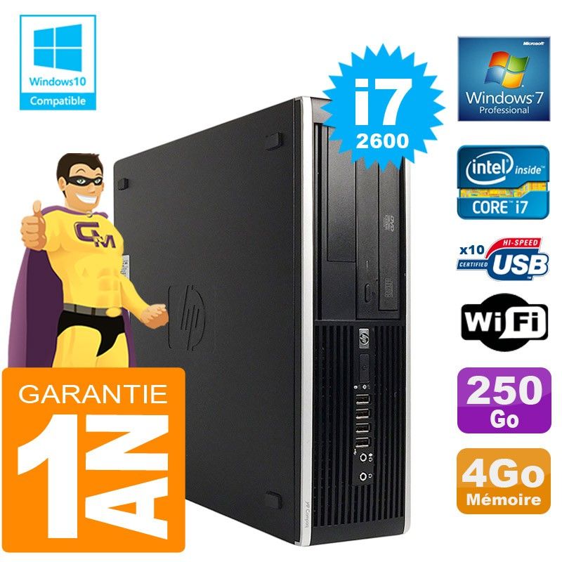 HP Compaq Elite 8300 SFF Core i7-2600 4GB RAM 250GB HDD DVD Burner WiFi Windows 7