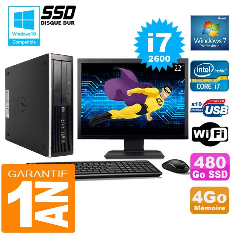 HP Compaq Elite 8300 SFF Desktop PC - Core i7, 4GB RAM, 480GB SSD, WiFi, Windows 7 Pro