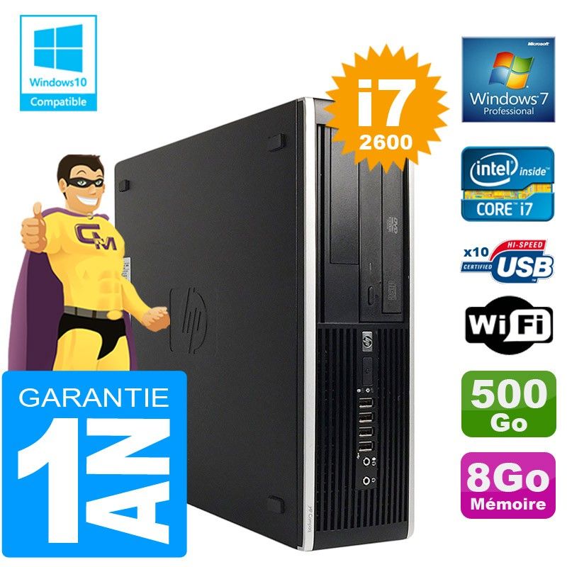 HP Compaq 8300 SFF Desktop PC - Core i7-2600, 8GB RAM, 500GB HDD, DVD Burner, WiFi