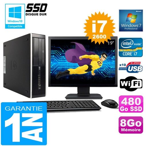 Computadora de escritorio HP Compaq 8300 SFF - Procesador Intel Core i7-2600, 8 GB de RAM, 480 GB SSD, WiFi, Windows 7 Pro