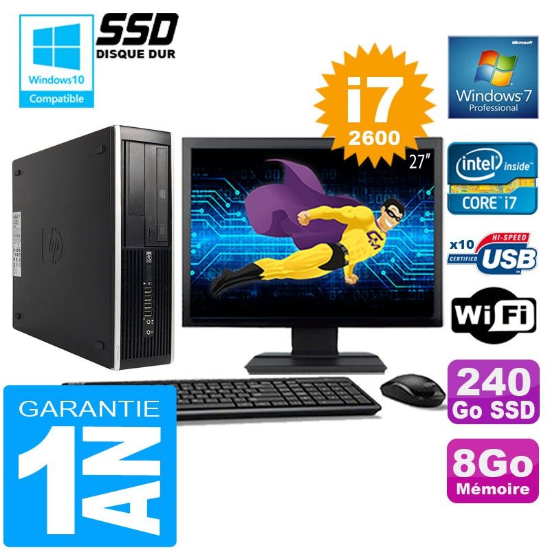 HP Compaq 8300 SFF Desktop PC - Core i7, 8GB RAM, 240GB SSD, WiFi