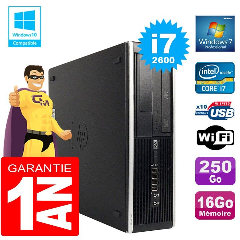 HP Compaq Elite 8300 SFF Desktop PC - Core i7, 16GB RAM, 250GB HDD, DVD Drive, WiFi, Windows 7 Pro