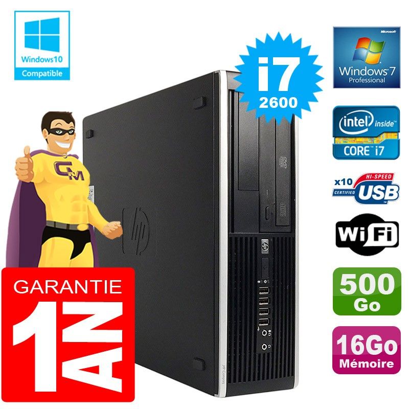 HP Compaq Elite 8300 SFF Desktop PC - Core i7-2600, 16GB RAM, 500GB HDD, DVD Burner, WiFi