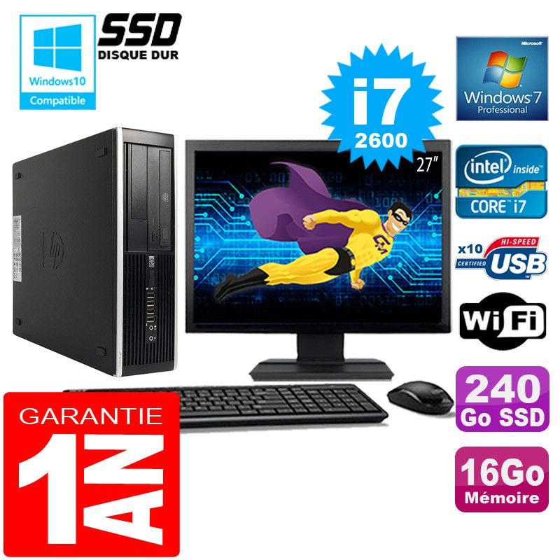 HP Compaq 8300 SFF Desktop - Core i7, 16GB RAM, 240GB SSD, WiFi, Windows 7 Pro