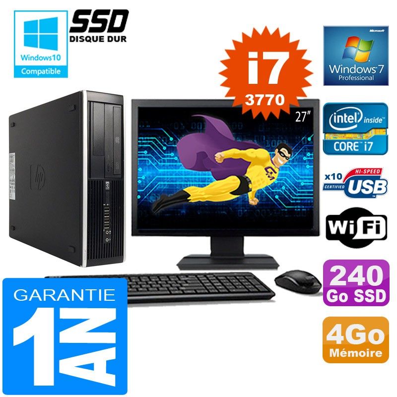 HP Compaq 8300 SFF Desktop PC - Core i7-3770, 4GB RAM, 240GB SSD, WiFi, Windows 7 Pro