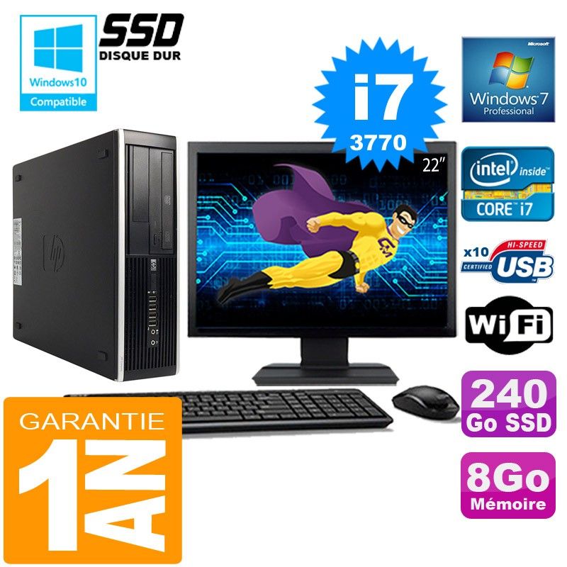 HP Compaq 8300 SFF PC - Core i7, 8GB RAM, 240GB SSD, WiFi