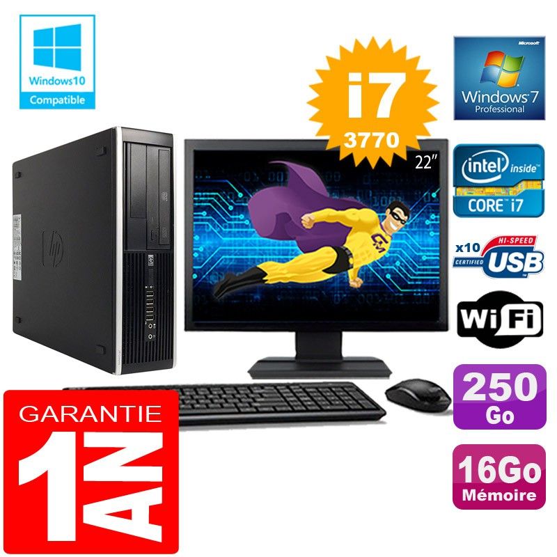 HP Compaq 8300 SFF Desktop PC - Core i7, 16GB RAM, 250GB SSD, WiFi