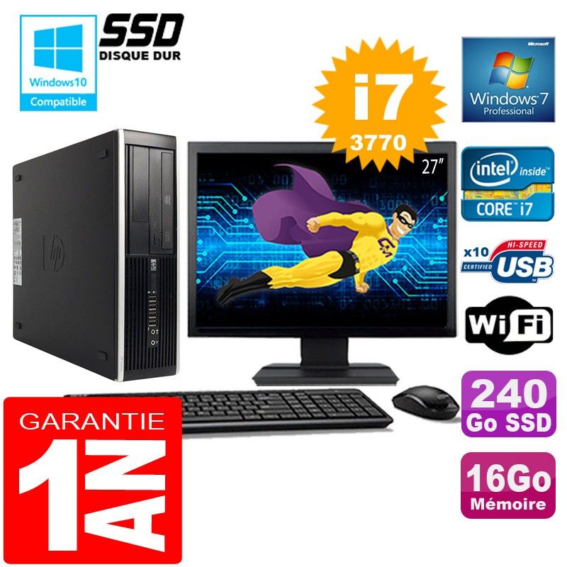 HP Compaq 8300 SFF Desktop PC - Core i7, 16GB RAM, 240GB SSD, WiFi, Windows 7 Pro