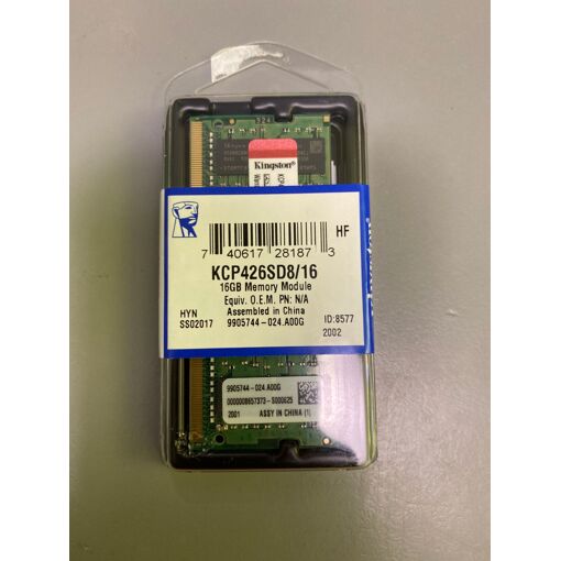 Module de mémoire Kingston 16 Go DDR4 (260 broches, 2666 MT/s, CL19, 1,2 V, sans tampon, non ECC)