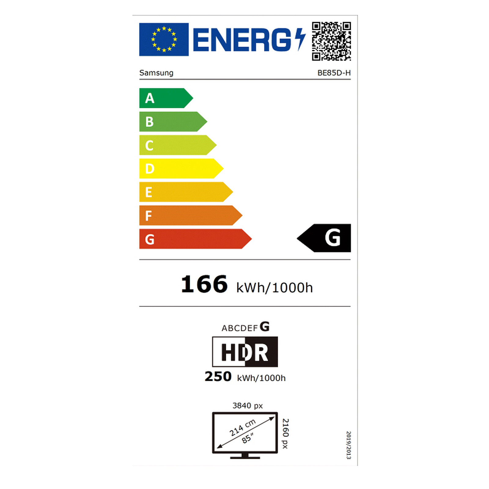 Samsung 85" LED TV - BE85D-H