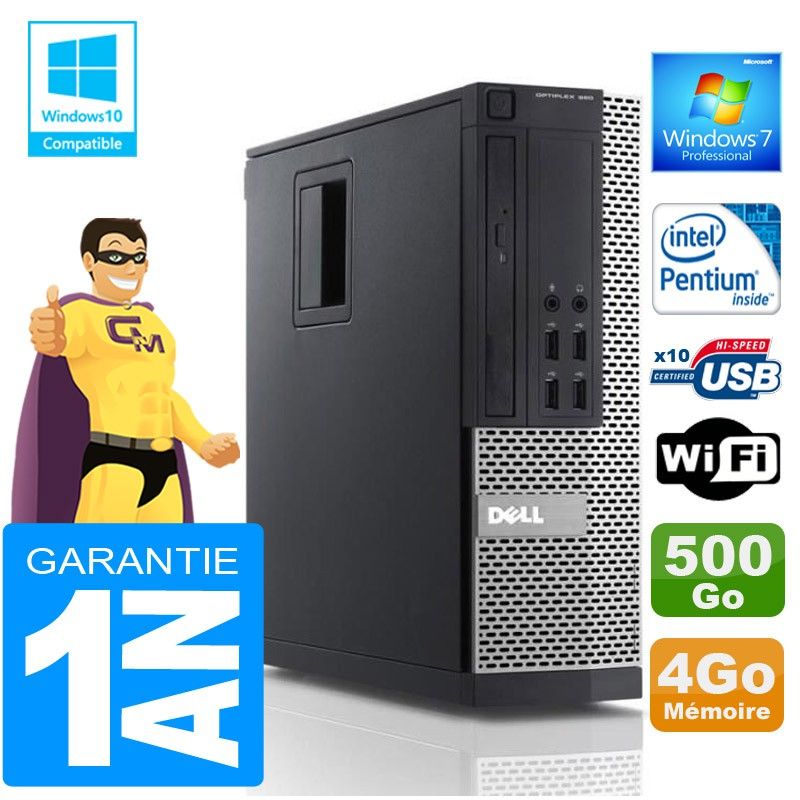 Dell 990 SFF PC - Intel Pentium G840, 4GB RAM, 500GB HDD, WiFi, Windows 7 Pro