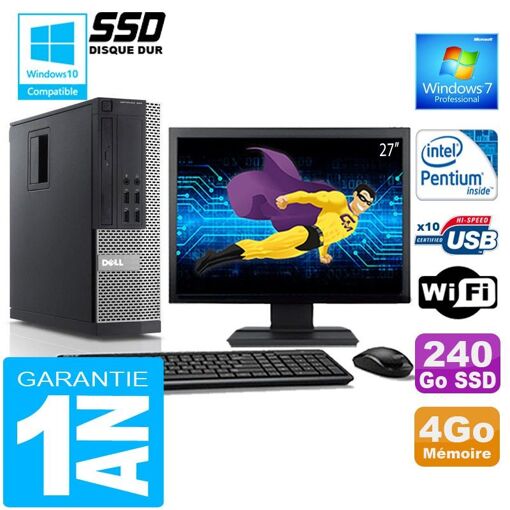 PC Dell 990 SFF - Intel G840, 4GB de RAM, 240GB SSD, WiFi, Windows 7 Pro