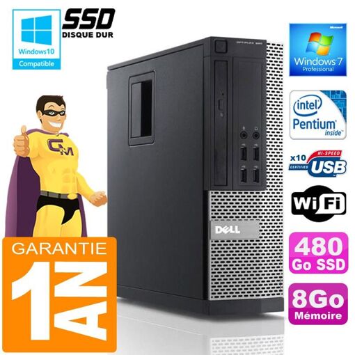Computadora de escritorio Dell 990 SFF - Procesador Intel Pentium G840, 8 GB de RAM, 480 GB SSD, WiFi, Windows 7 Pro