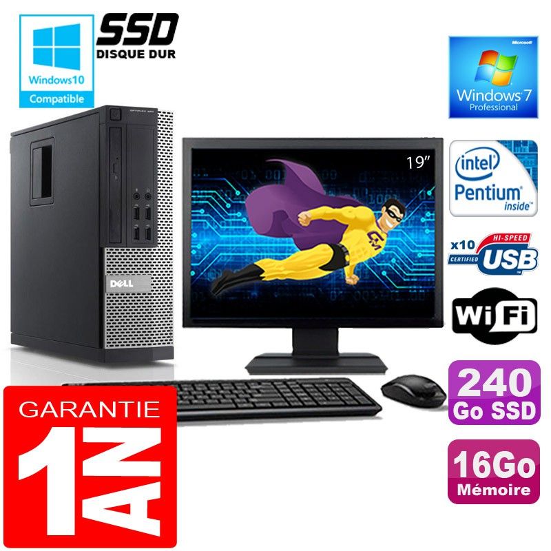 PC Dell 990 SFF - Intel Pentium G840, 16GB RAM, 240GB SSD, WiFi, Win7