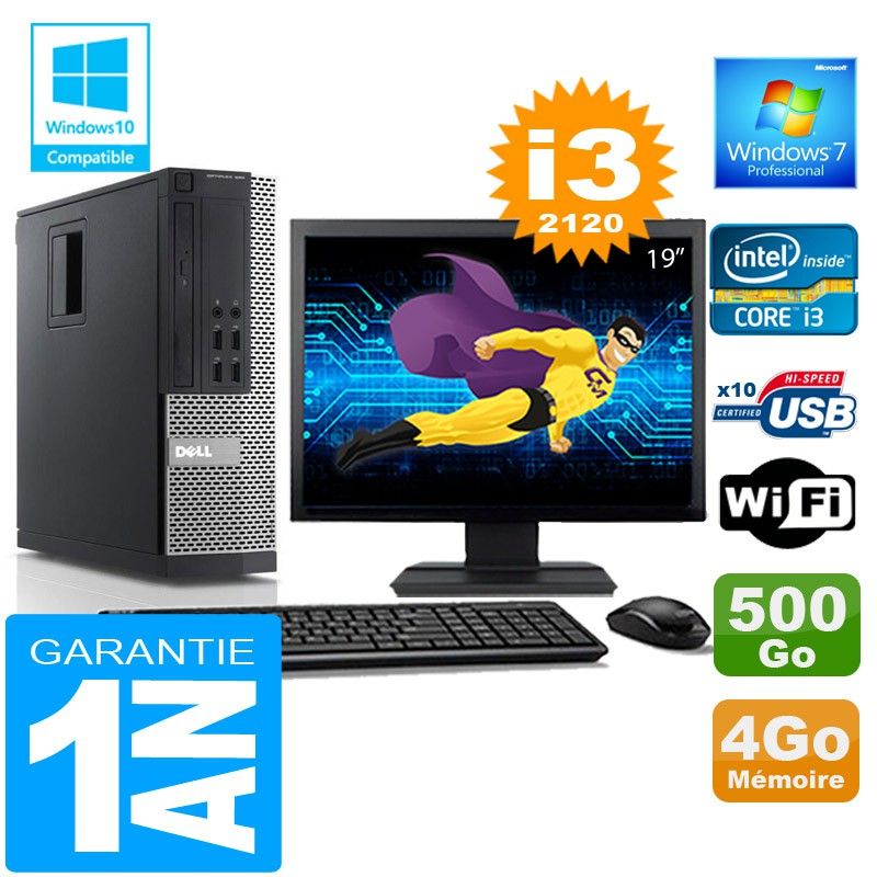Dell 990 SFF Desktop - Core i3-2120, 4GB RAM, 500GB HDD, WiFi, Windows 7 Pro