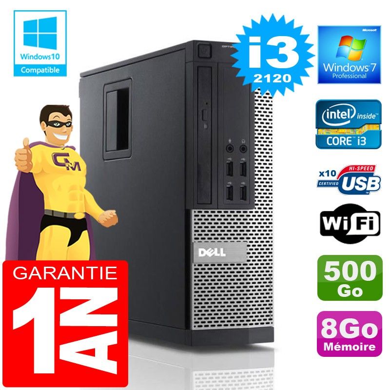 Dell 990 SFF PC - Core i3-2120, 8GB RAM, 500GB HDD, WiFi, Windows 7 Pro